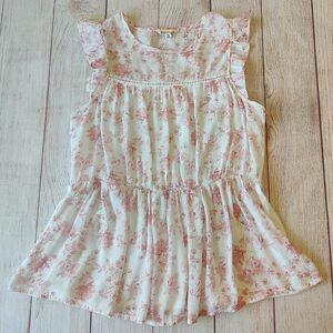 Parallel Skies floral ruffle sleeveless top sz S